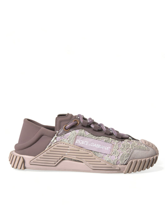 Dolce & Gabbana Pink Lace NS1 Low Top Sports Sneakers Shoes