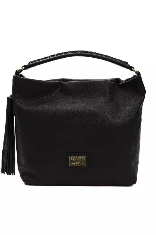 Pompei Donatella Black Leather Shoulder Bag - Kechiq Concept Boutique