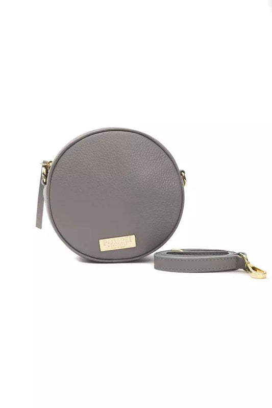 Pompei Donatella Chic Gray Leather Oval Crossbody Bag