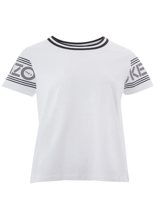 Kenzo White Cotton T-Shirt with Contrasting Logo
