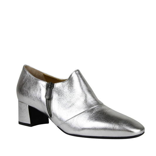 Bottega Veneta Women's Metallic Silver Leather Ankle Booties