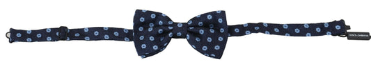 Dolce & Gabbana Blue Printed Adjustable Neck Papillon Men Silk Bow Tie
