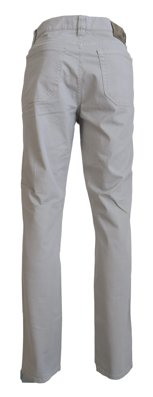 Jeckerson Gray Cotton Tapered Men Casual Pants