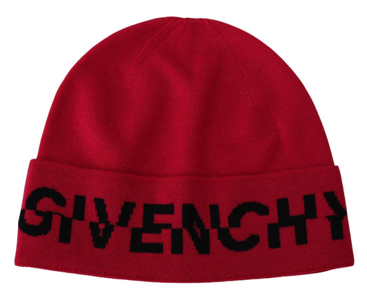 Givenchy Red Pink Wool Beanie Unisex Men Women Beanie Hat