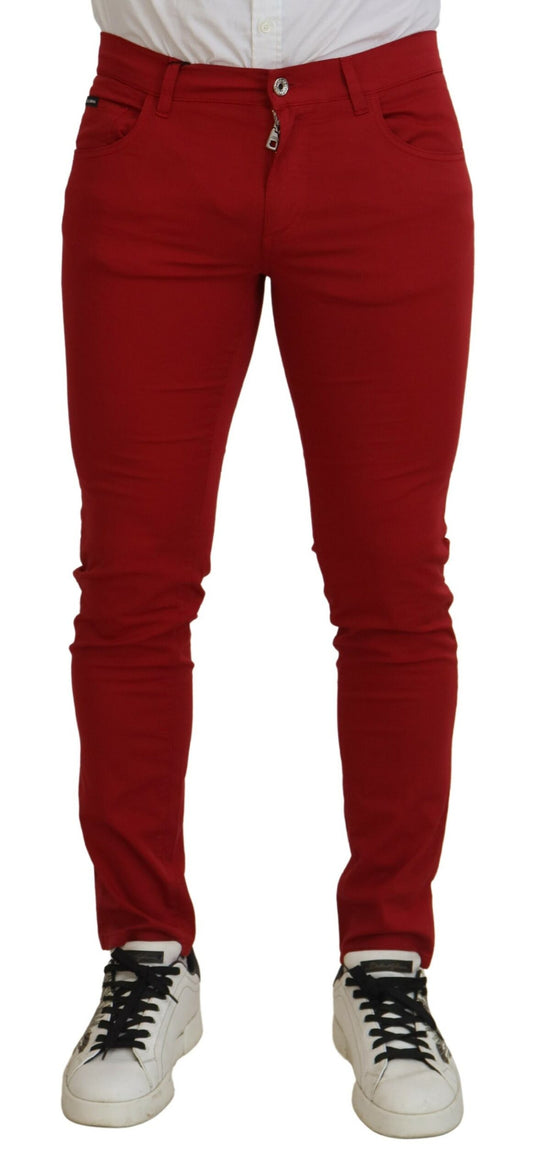 Dolce & Gabbana Red Skinny Cotton Stretch Denim Jeans