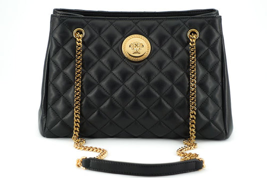 <tc>Versace</tc> Black Quilted Nappa Leather Medusa Tote Handbag