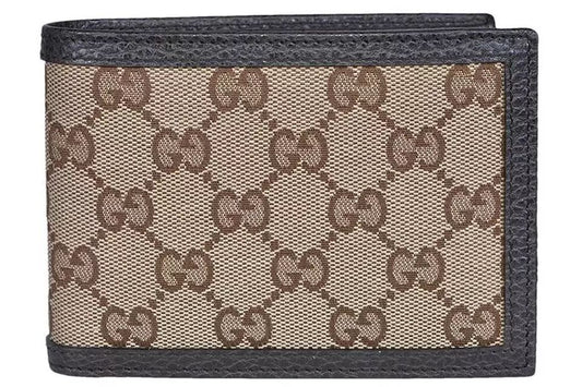 Gucci Elegant Monogram Canvas Wallet with Leather Detailing
