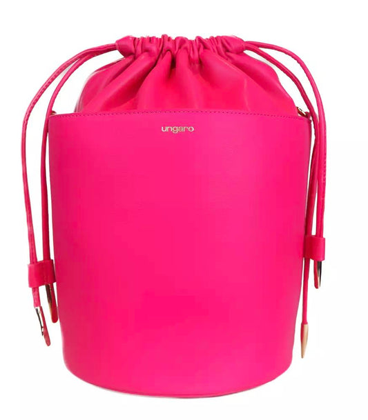 Ungaro Fuchsia Leather Bucket Bag with Contrasting Logo