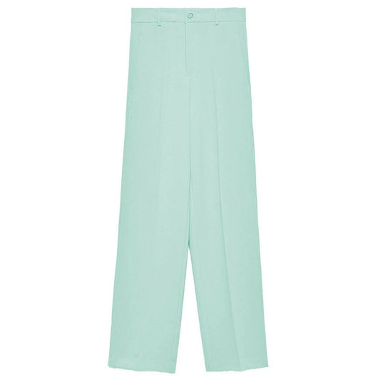 Hinnominate Elegant Green Straight Crepe Trousers