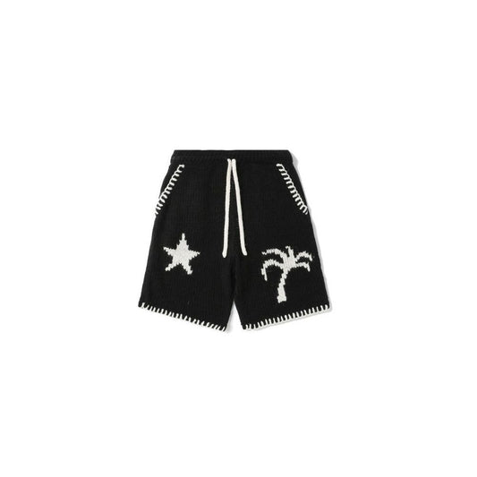 Palm Angels Iconic Wool Blend Oversized Shorts in Black