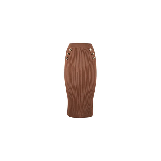 Yes Zee Chic Viscose Blend Pencil Skirt with Decorative Buttons