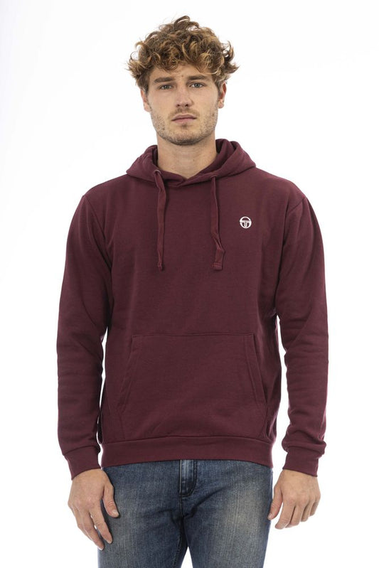 Sergio Tacchini Burgundy Hooded Fleece Sweater with Embroidered Logo