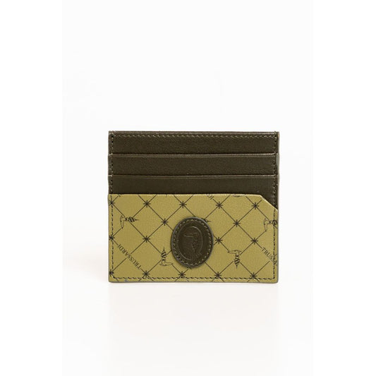 Trussardi Elegant Green Leather Card Holder
