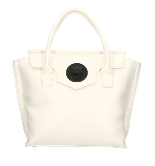 Plein Sport Chic White Handbag with Front Logo Aesthetic