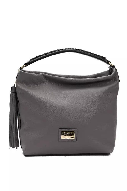 Pompei Donatella Gray Leather Shoulder Bag - Kechiq Concept Boutique