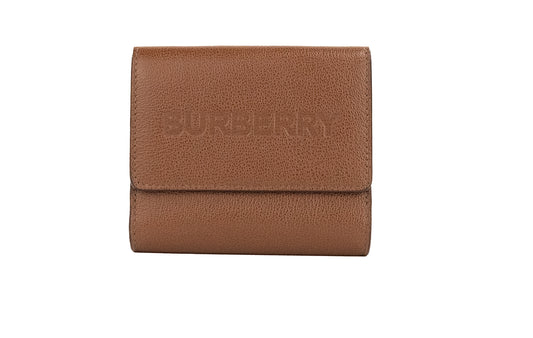 Burberry Luna Tan Grained Leather Small Coin Pouch Snap Wallet
